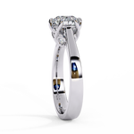 Load image into Gallery viewer, Round Cut Moissanite Engagement Ring | Vintage Six Prong Solitaire with Hidden Accents | 18K Gold &amp; Platinum Bridal Ring
