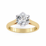Load image into Gallery viewer, Round Cut Moissanite Engagement Ring | Six Prong Solitaire with Hidden Diamond Accents
