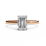 Load image into Gallery viewer, Emerald Cut Moissanite Engagement Ring | Classic Solitaire Ethical Moissanite Ring
