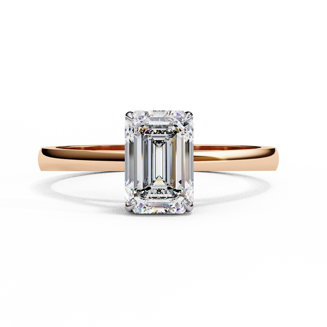 Emerald Cut Moissanite Engagement Ring | Classic Solitaire Ethical Moissanite Ring