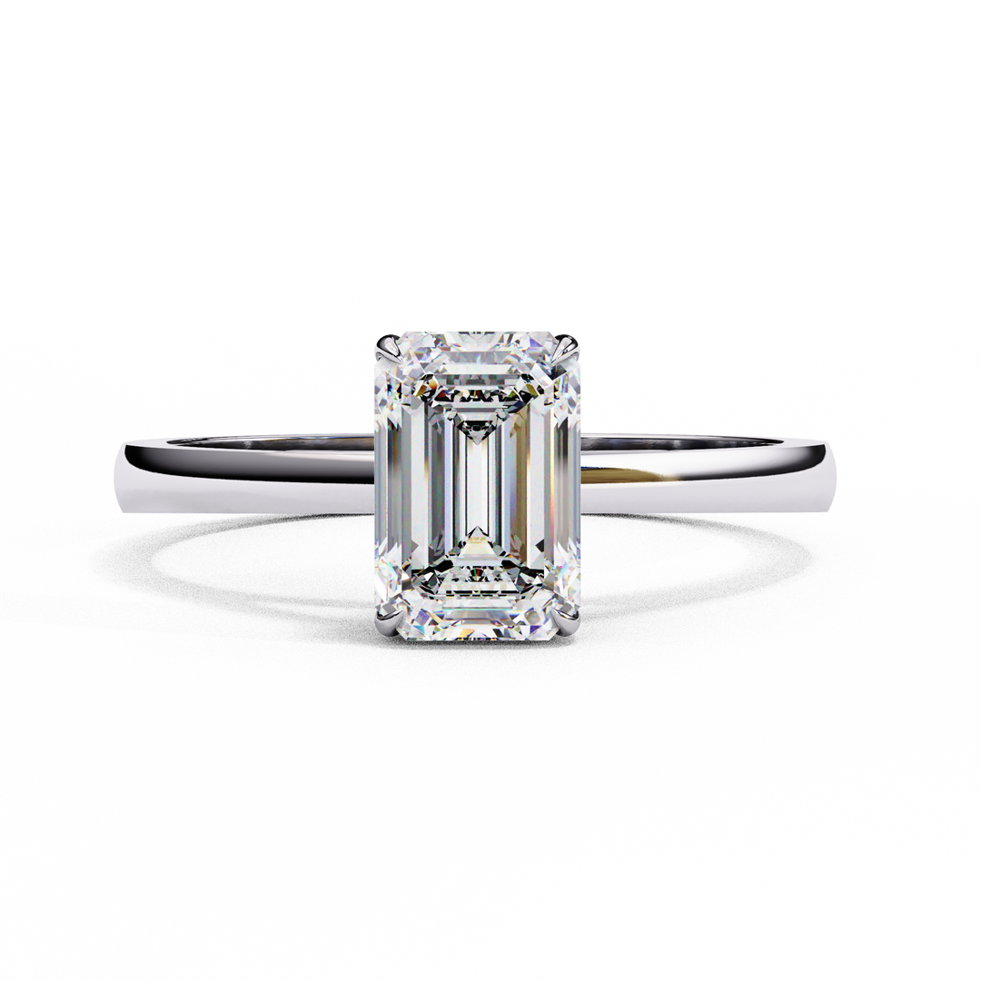Emerald Cut Moissanite Engagement Ring | Classic Solitaire Ethical Moissanite Ring