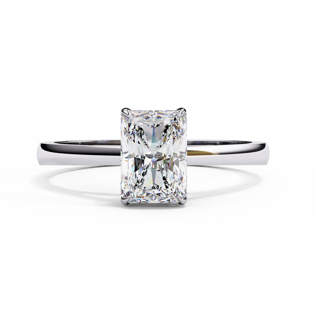 Radiant Cut Moissanite Engagement Ring | Classic Solitaire Ethical Bridal Ring