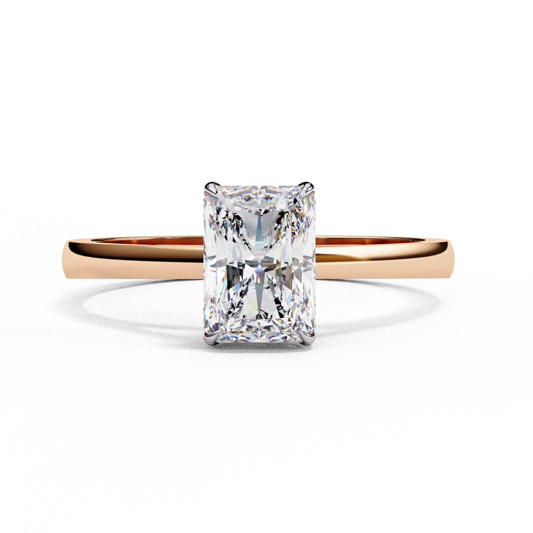 Radiant Cut Moissanite Engagement Ring | Classic Solitaire Ethical Bridal Ring