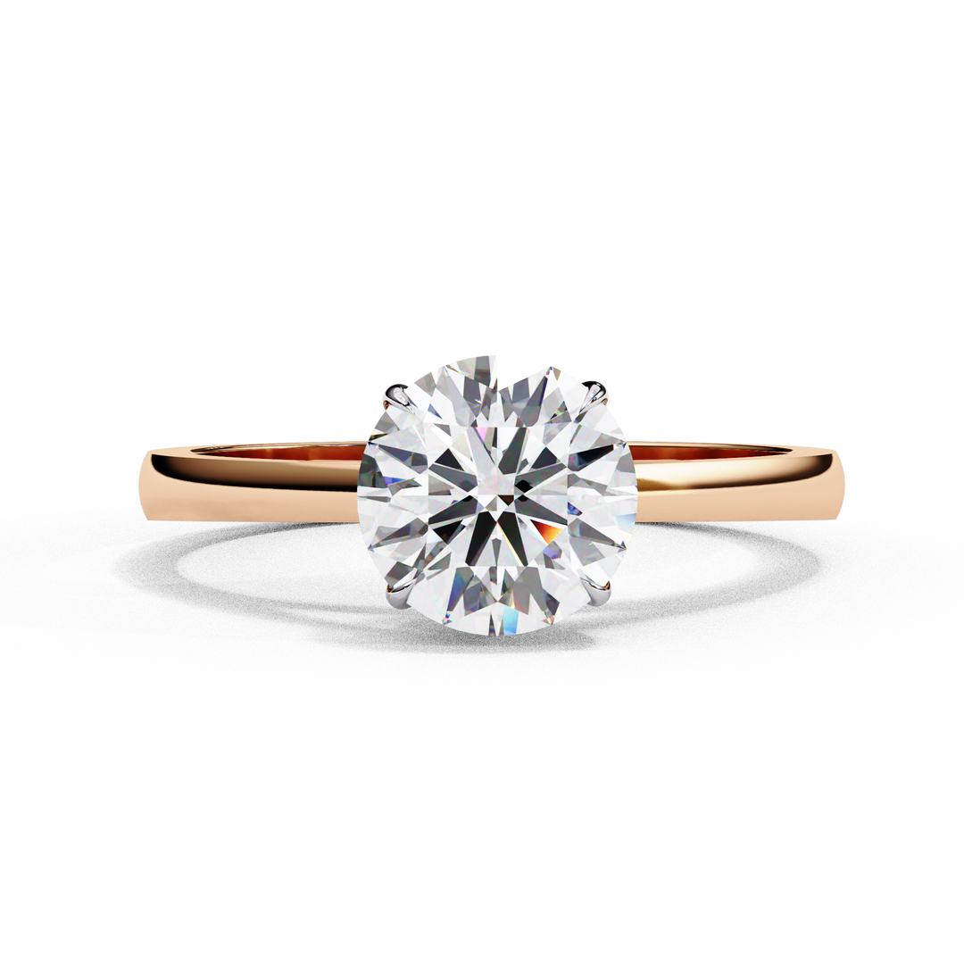 Round Cut Moissanite Solitaire Engagement Ring | Classic Sparkling Bridal Jewelry | 18K Gold & Platinum