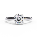 Load image into Gallery viewer, Round Cut Moissanite Solitaire Engagement Ring | Classic Sparkling Bridal Jewelry | 18K Gold &amp; Platinum
