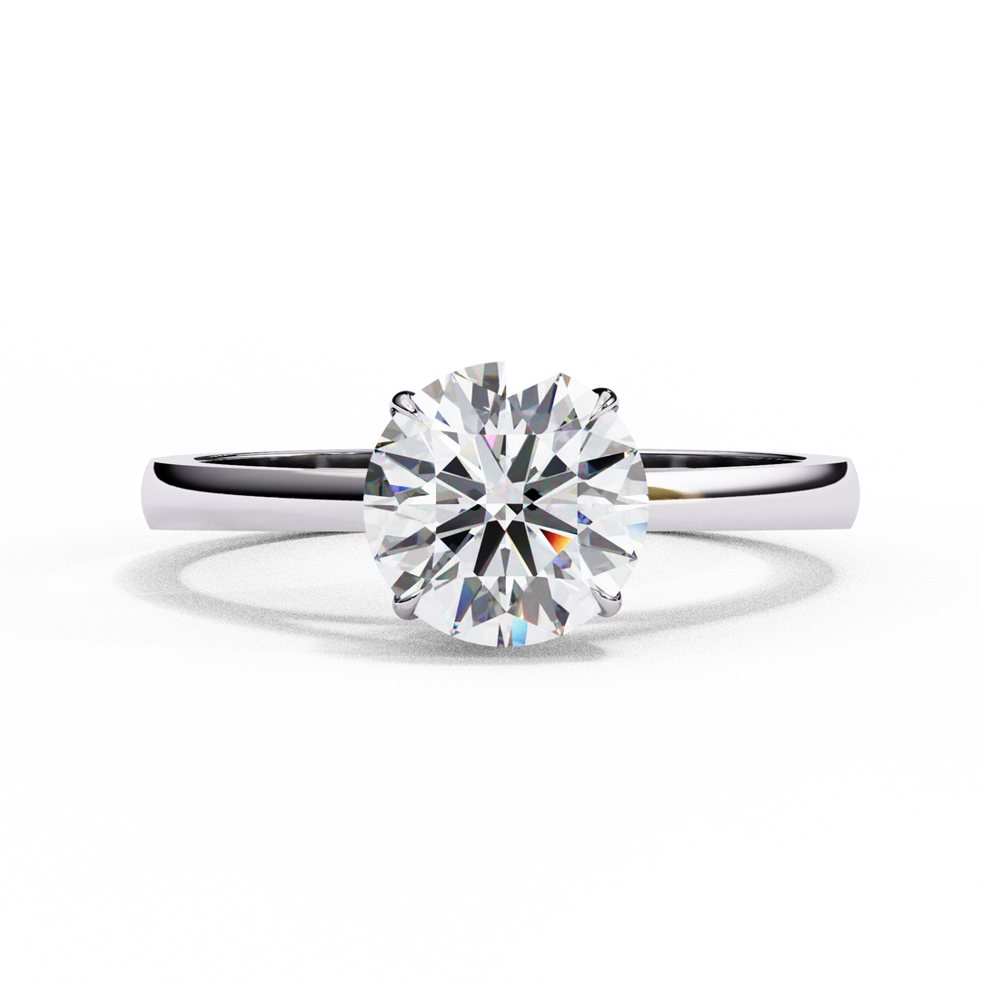Round Cut Moissanite Solitaire Engagement Ring | Classic Sparkling Bridal Jewelry | 18K Gold & Platinum