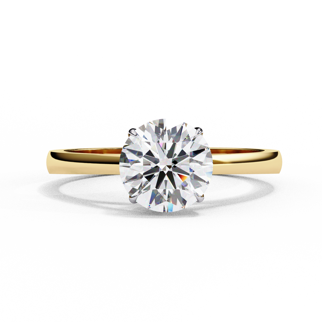 Round Cut Moissanite Solitaire Engagement Ring | Classic Sparkling Bridal Jewelry | 18K Gold & Platinum