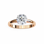 Load image into Gallery viewer, Round Cut Moissanite Solitaire Engagement Ring | Classic Sparkling Bridal Jewelry | 18K Gold &amp; Platinum
