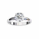 Load image into Gallery viewer, Round Cut Moissanite Solitaire Engagement Ring | Classic Sparkling Bridal Jewelry | 18K Gold &amp; Platinum
