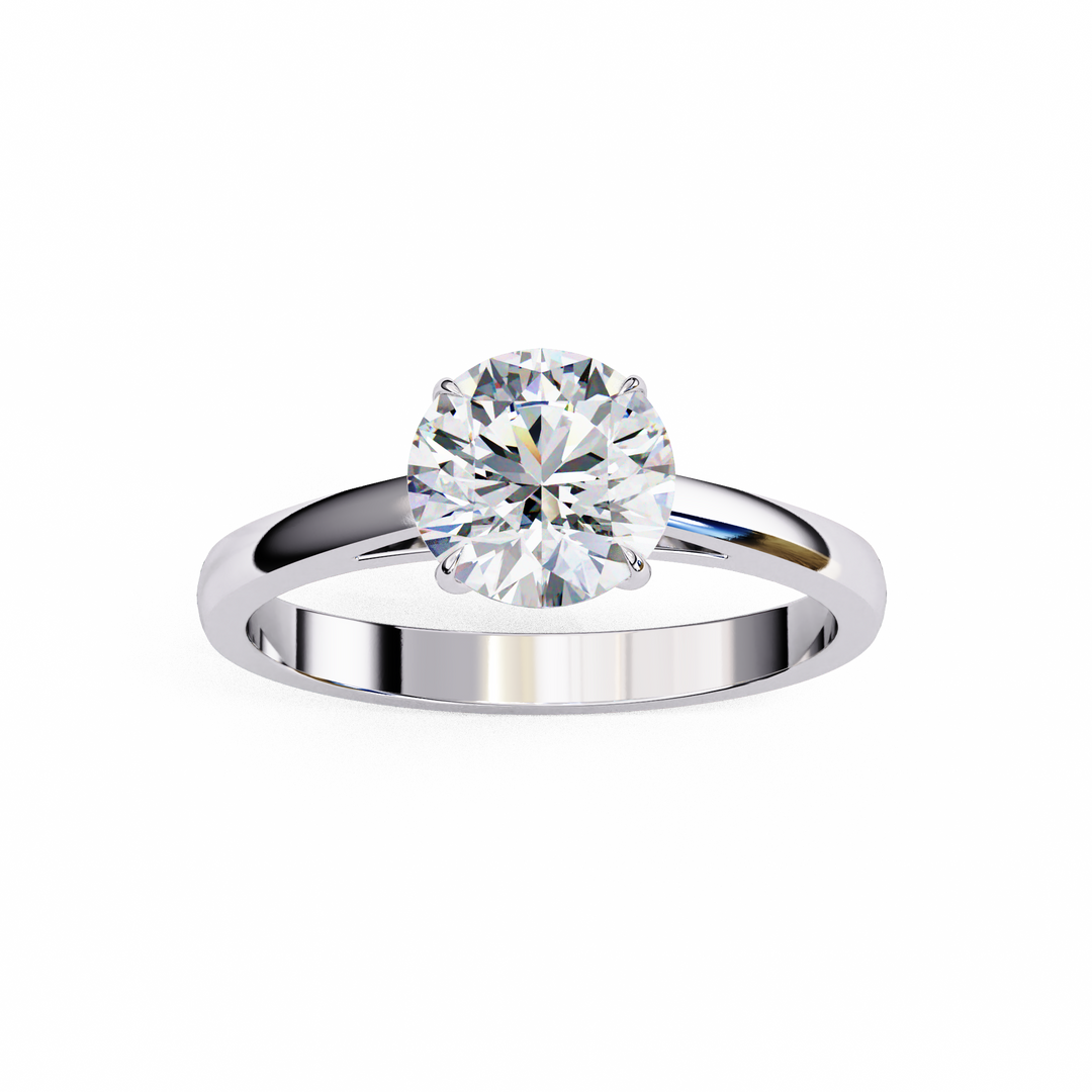 Round Cut Moissanite Solitaire Engagement Ring | Classic Sparkling Bridal Jewelry | 18K Gold & Platinum