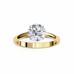 Load image into Gallery viewer, Round Cut Moissanite Solitaire Engagement Ring | Classic Sparkling Bridal Jewelry | 18K Gold &amp; Platinum
