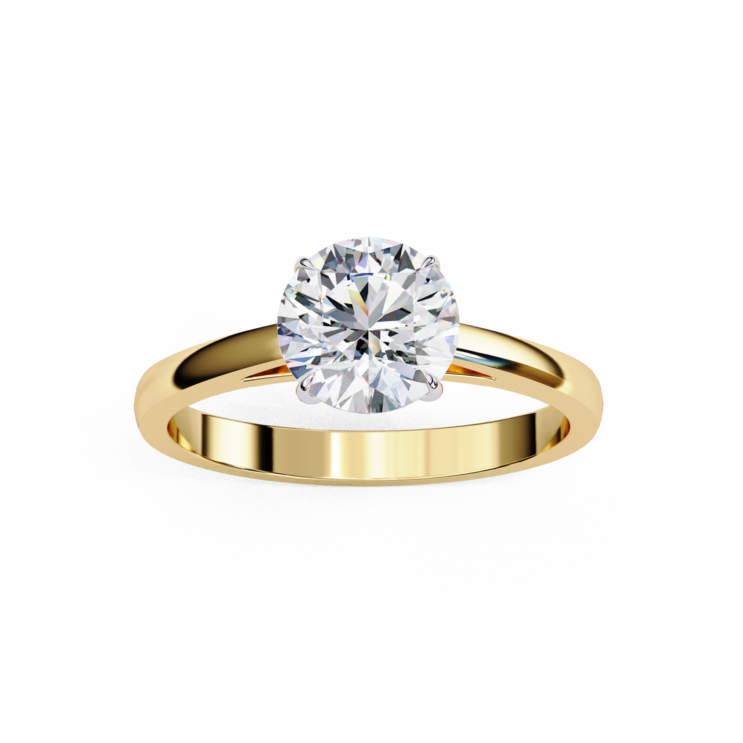 Round Cut Moissanite Solitaire Engagement Ring | Classic Sparkling Bridal Jewelry | 18K Gold & Platinum