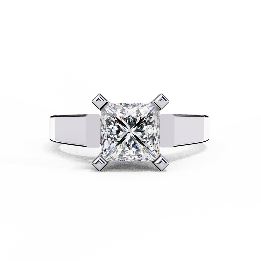 Princess Cut Moissanite Solitaire Engagement Ring | Classic 4-Prong Setting | 18K Gold & Platinum (Copy)