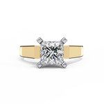 Load image into Gallery viewer, Princess Cut Moissanite Solitaire Engagement Ring | Classic 4-Prong Setting | 18K Gold &amp; Platinum (Copy)
