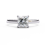 Load image into Gallery viewer, Princess Cut Moissanite Engagement Ring | Classic Solitaire in White Gold | Ethical &amp; Affordable Alternative to Diamond
