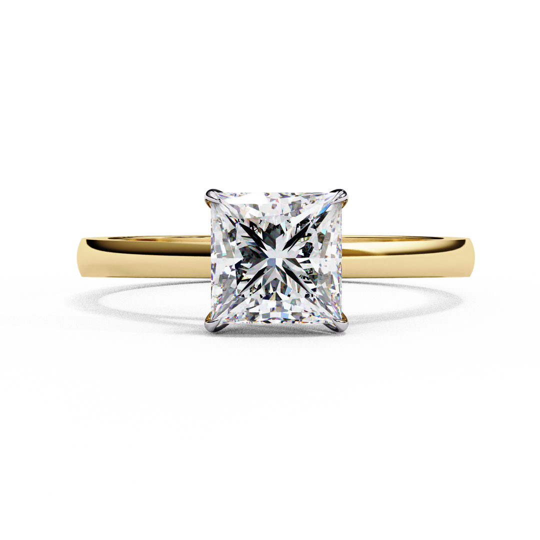 Princess Cut Moissanite Engagement Ring | Classic Solitaire in White Gold | Ethical & Affordable Alternative to Diamond
