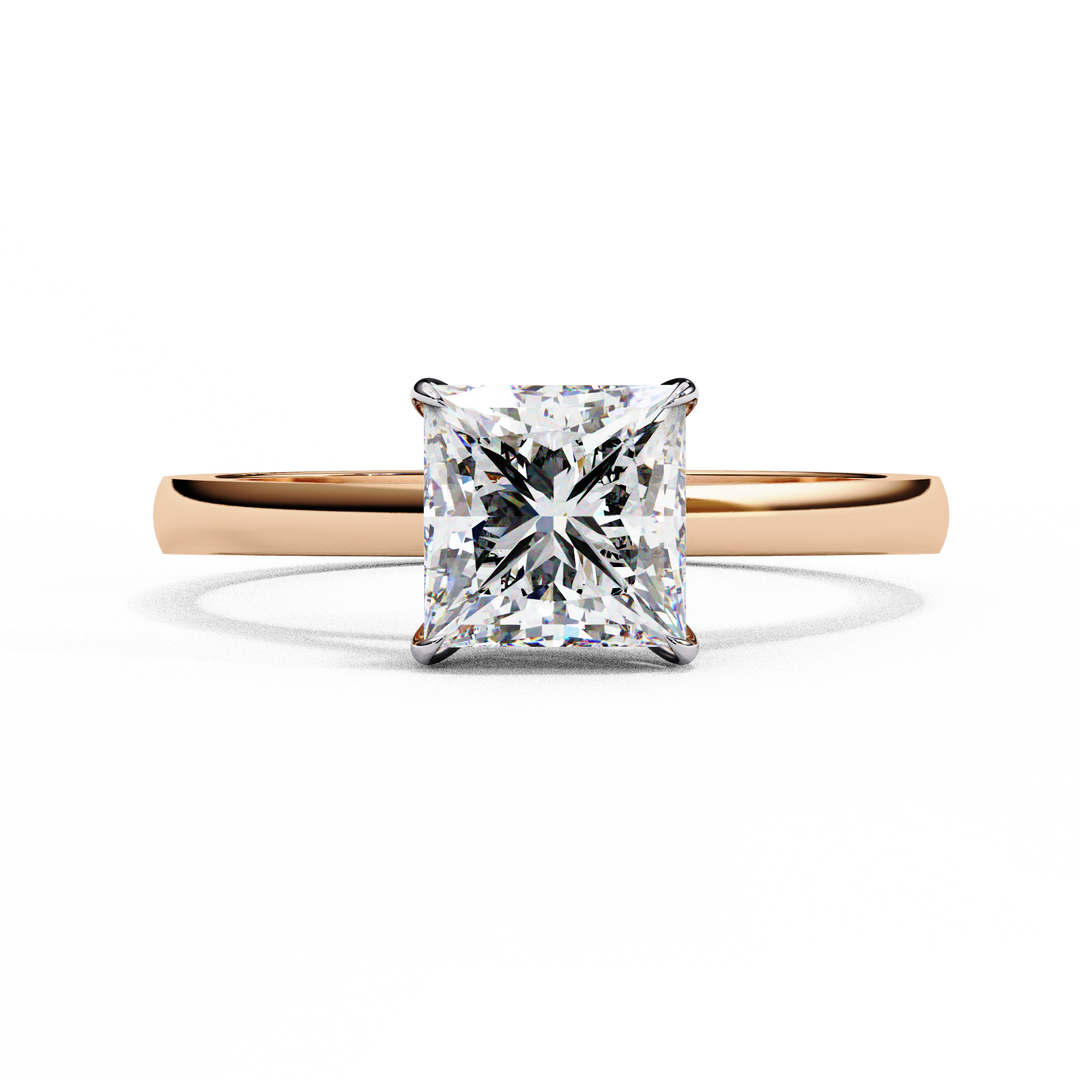 Princess Cut Moissanite Engagement Ring | Classic Solitaire in White Gold | Ethical & Affordable Alternative to Diamond