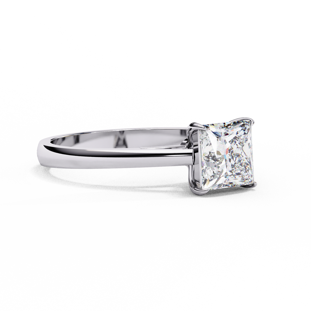 Princess Cut Moissanite Engagement Ring | Classic Solitaire in White Gold | Ethical & Affordable Alternative to Diamond