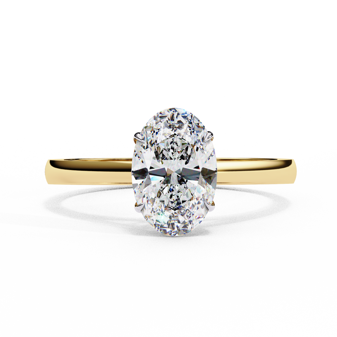 Oval Cut Moissanite Engagement Ring | Classic Solitaire White Gold Ring | Ethical & Affordable