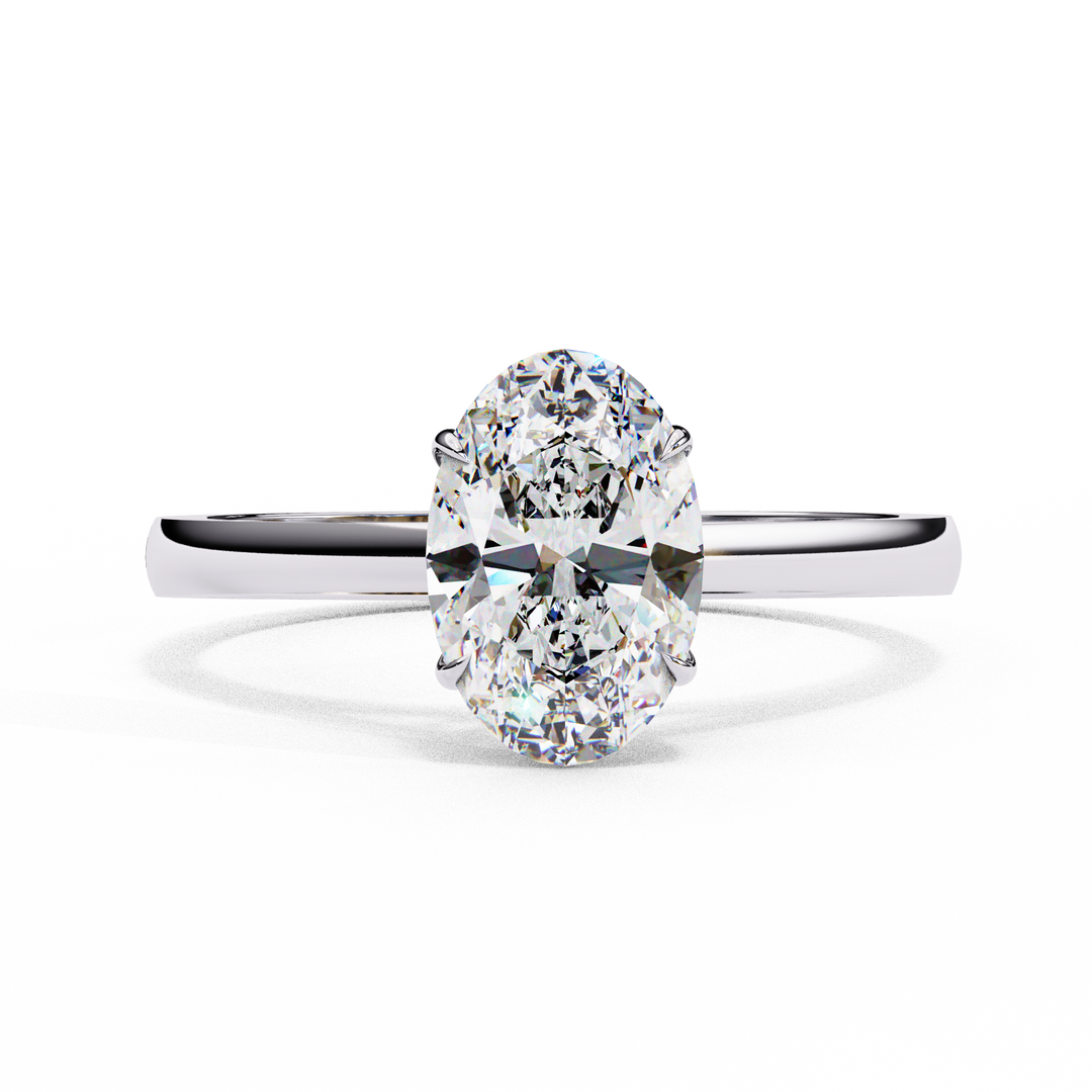 Oval Cut Moissanite Engagement Ring | Classic Solitaire White Gold Ring | Ethical & Affordable