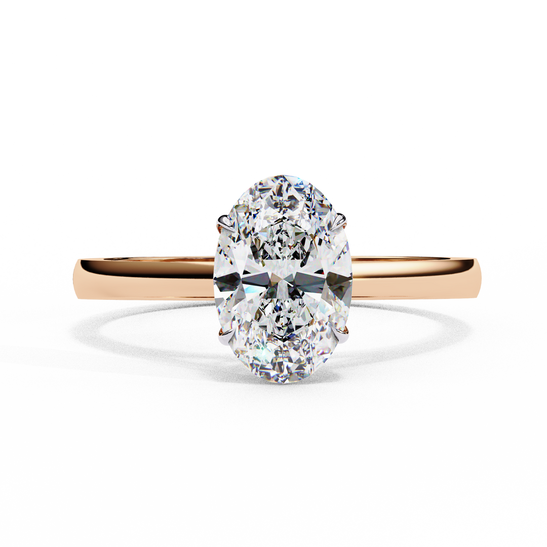 Oval Cut Moissanite Engagement Ring | Classic Solitaire White Gold Ring | Ethical & Affordable
