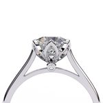 Load image into Gallery viewer, Round Cut Moissanite Engagement Ring | Six Prong Solitaire with Hidden Diamond Accents
