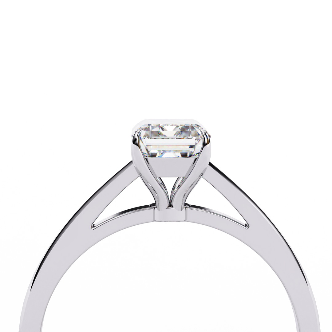 Emerald Cut Moissanite Engagement Ring | Classic Solitaire Ethical Moissanite Ring