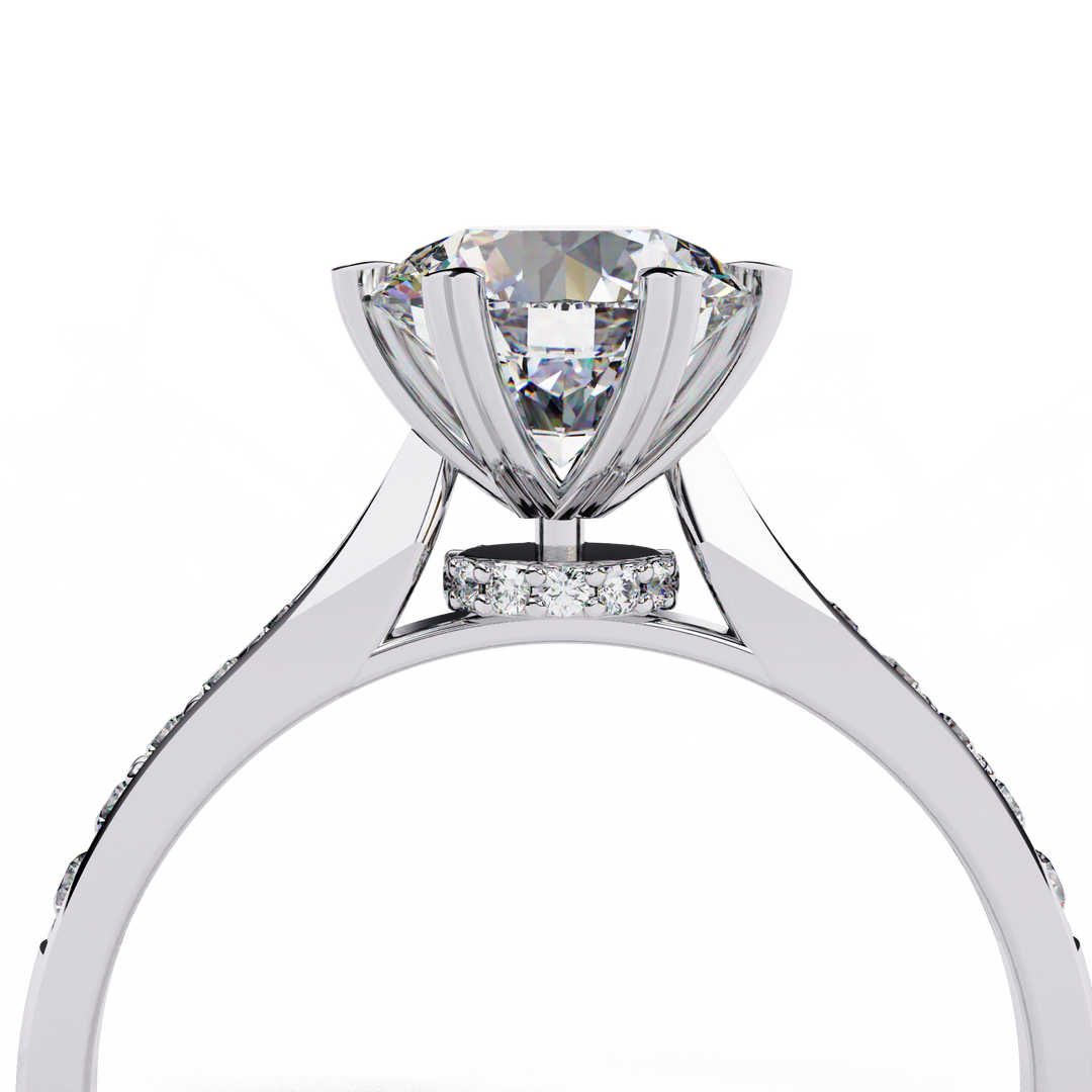 Round Cut Lab Grown Diamond Solitaire Engagement Ring | Classic 6-Prong Bridal Ring | 18K Gold & Platinum