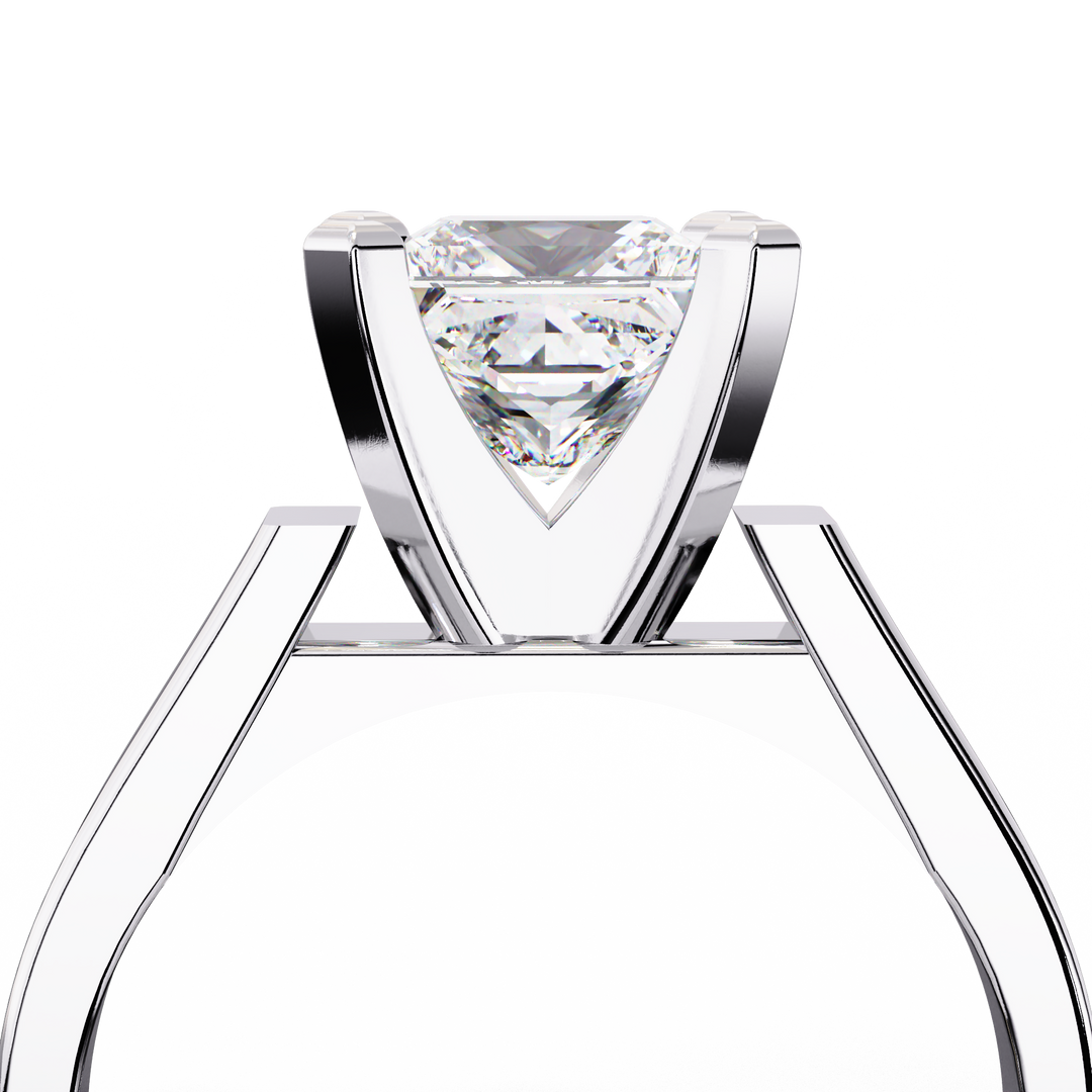 Princess Cut Moissanite Solitaire Engagement Ring | Classic 4-Prong Setting | 18K Gold & Platinum (Copy)