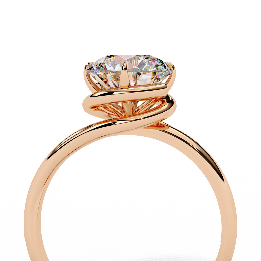 Round Cut Moissanite Engagement Ring | Twisted Rose Gold Solitaire | Ethical & Sustainable Bridal Ring