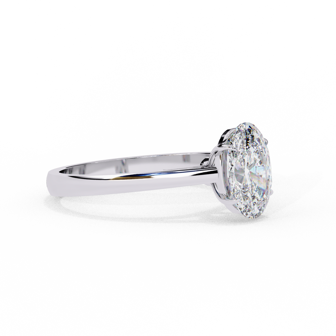 Oval Cut Moissanite Engagement Ring | Classic Solitaire White Gold Ring | Ethical & Affordable