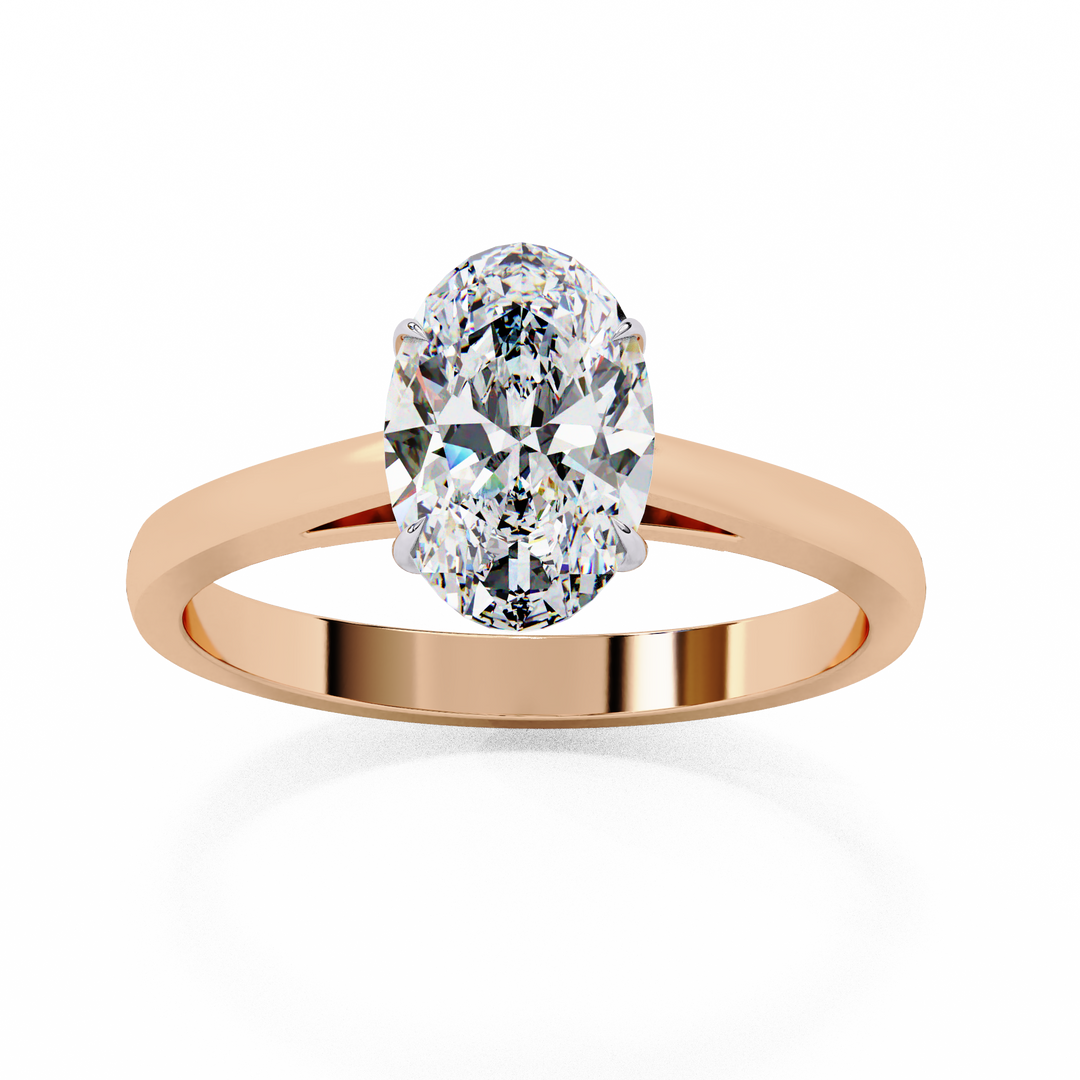 Oval Cut Moissanite Engagement Ring | Classic Solitaire White Gold Ring | Ethical & Affordable