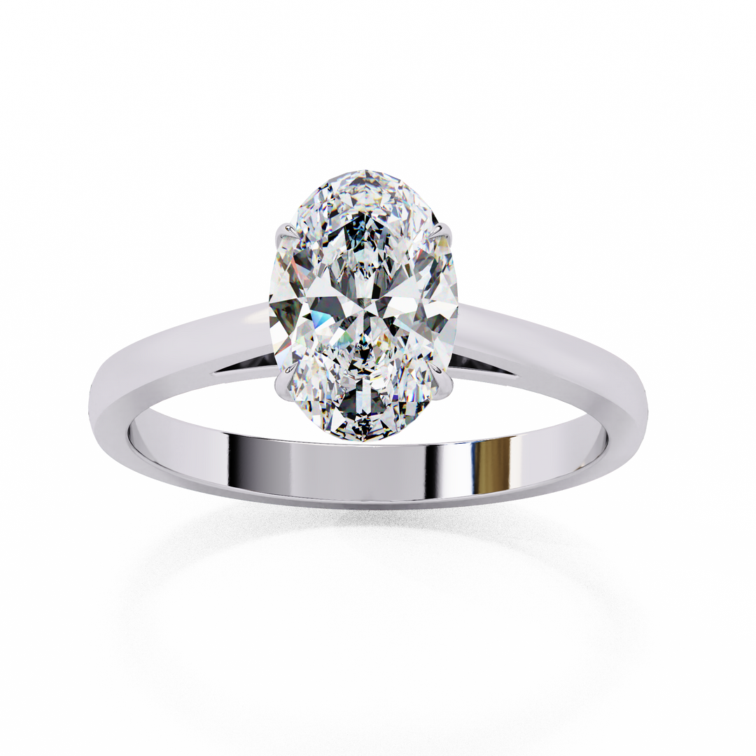 Oval Cut Moissanite Engagement Ring | Classic Solitaire White Gold Ring | Ethical & Affordable