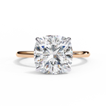 Load image into Gallery viewer, Cushion Cut Moissanite Engagement Ring with Hidden Halo | Rose Gold Solitaire | Ethical &amp; Affordable Luxury

