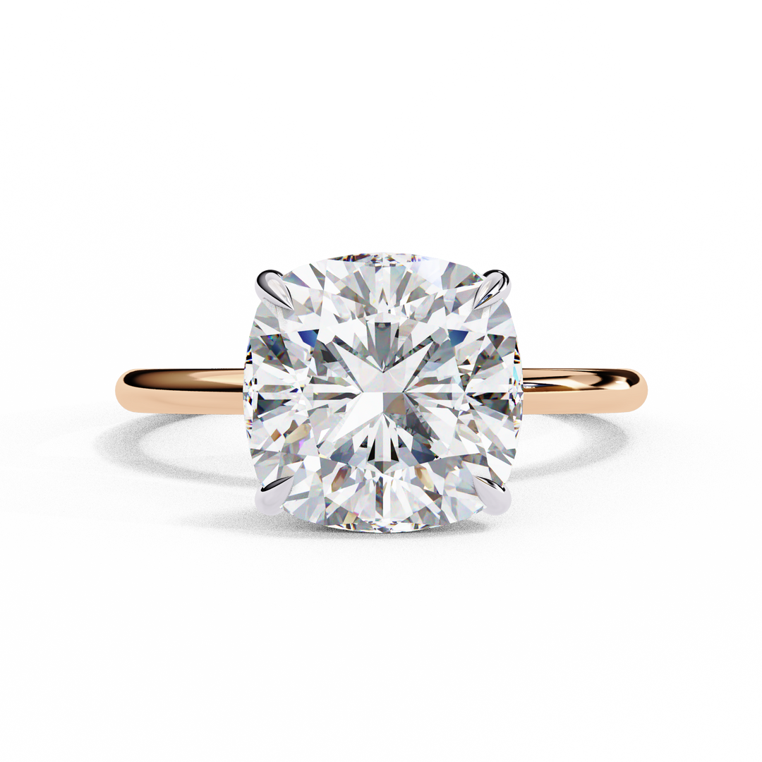 Cushion Cut Moissanite Engagement Ring with Hidden Halo | Rose Gold Solitaire | Ethical & Affordable Luxury
