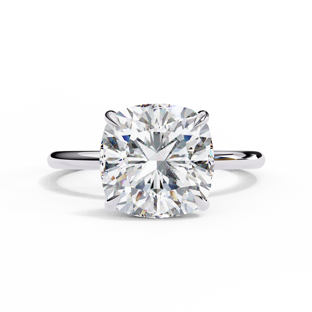 Cushion Cut Moissanite Engagement Ring with Hidden Halo | Rose Gold Solitaire | Ethical & Affordable Luxury