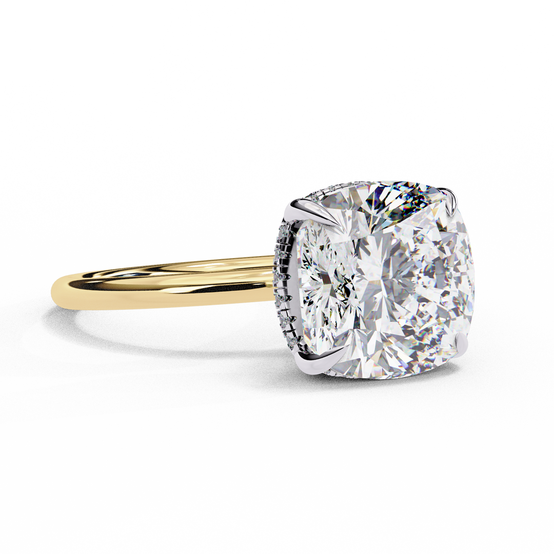Cushion Cut Moissanite Engagement Ring with Hidden Halo | Rose Gold Solitaire | Ethical & Affordable Luxury