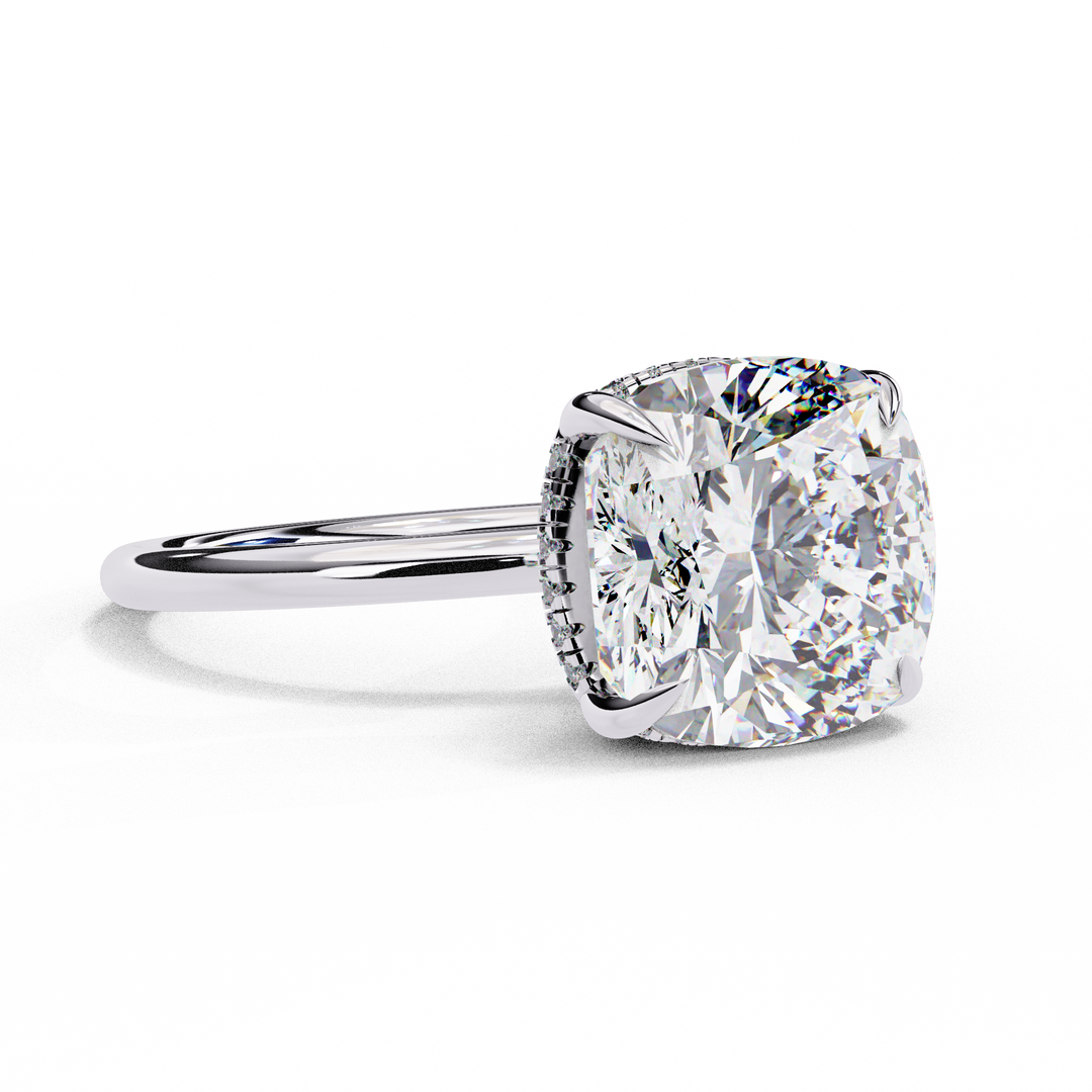 Cushion Cut Moissanite Engagement Ring with Hidden Halo | Rose Gold Solitaire | Ethical & Affordable Luxury