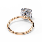 Load image into Gallery viewer, Cushion Cut Moissanite Engagement Ring with Hidden Halo | Rose Gold Solitaire | Ethical &amp; Affordable Luxury
