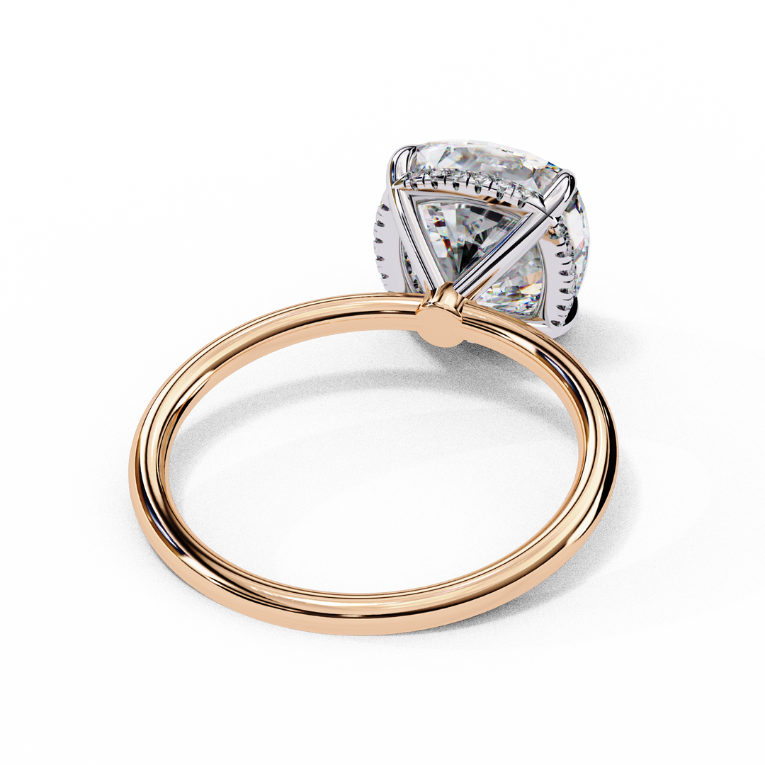 Cushion Cut Moissanite Engagement Ring with Hidden Halo | Rose Gold Solitaire | Ethical & Affordable Luxury