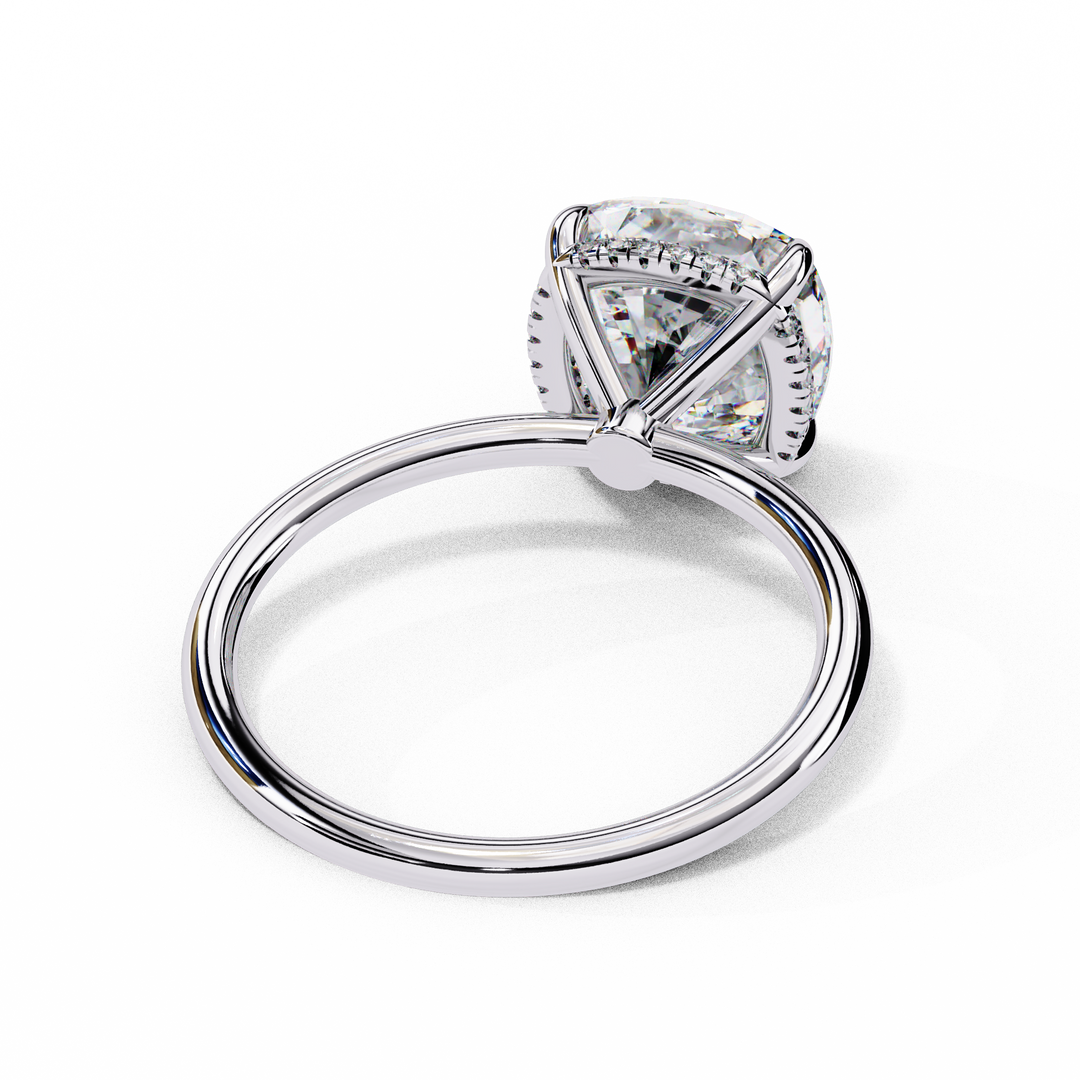 Cushion Cut Moissanite Engagement Ring with Hidden Halo | Rose Gold Solitaire | Ethical & Affordable Luxury