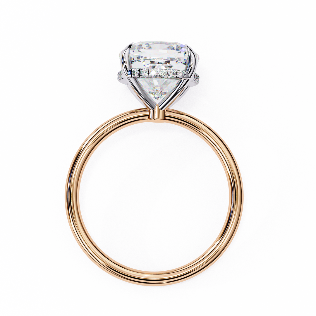 Cushion Cut Moissanite Engagement Ring with Hidden Halo | Rose Gold Solitaire | Ethical & Affordable Luxury