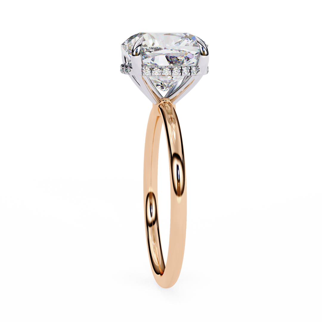 Cushion Cut Moissanite Engagement Ring with Hidden Halo | Rose Gold Solitaire | Ethical & Affordable Luxury