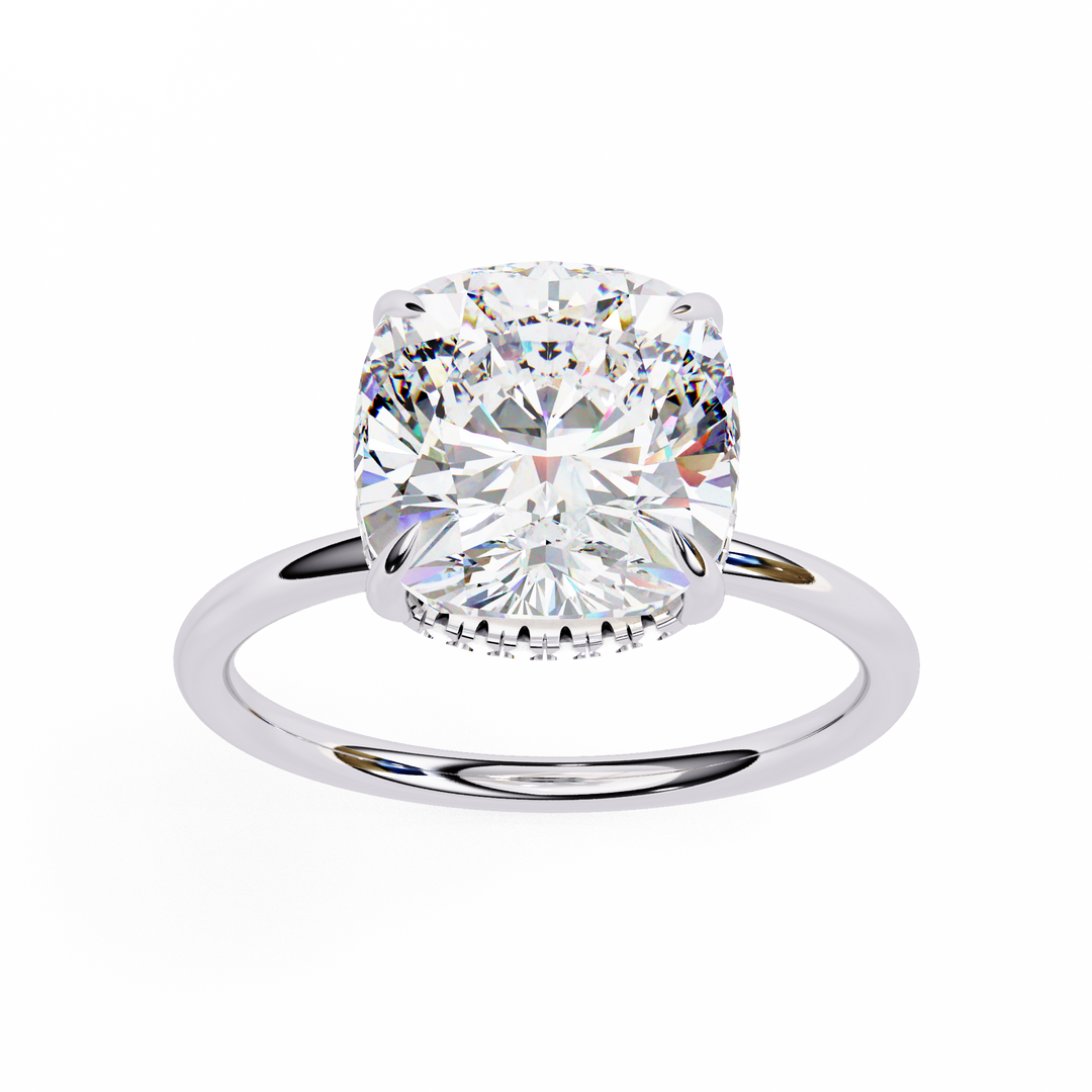 Cushion Cut Moissanite Engagement Ring with Hidden Halo | Rose Gold Solitaire | Ethical & Affordable Luxury