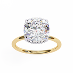 Load image into Gallery viewer, Cushion Cut Moissanite Engagement Ring with Hidden Halo | Rose Gold Solitaire | Ethical &amp; Affordable Luxury
