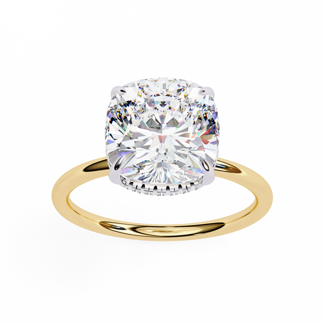 Cushion Cut Moissanite Engagement Ring with Hidden Halo | Rose Gold Solitaire | Ethical & Affordable Luxury
