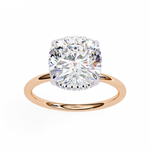Load image into Gallery viewer, Cushion Cut Moissanite Engagement Ring with Hidden Halo | Rose Gold Solitaire | Ethical &amp; Affordable Luxury
