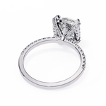 Load image into Gallery viewer, Cushion Cut Moissanite Engagement Ring with Hidden Halo | Rose Gold Solitaire | Ethical &amp; Affordable Luxury Pave Band