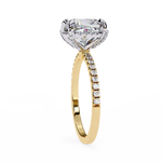 Load image into Gallery viewer, Cushion Cut Moissanite Engagement Ring with Hidden Halo | Rose Gold Solitaire | Ethical &amp; Affordable Luxury Pave Band