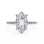 Load image into Gallery viewer, Marquise Cut Moissanite Engagement Ring, Hidden Halo Moissanite Ring, 18K Yellow Gold Pavé Band